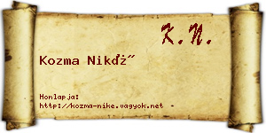 Kozma Niké névjegykártya